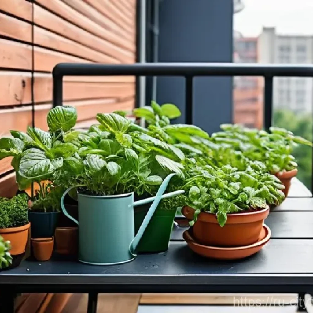 도시농업 도시환경과의 조화 - **Prompt: A serene and cozy urban balcony transformed into a thriving personal edible garden.**
    ...