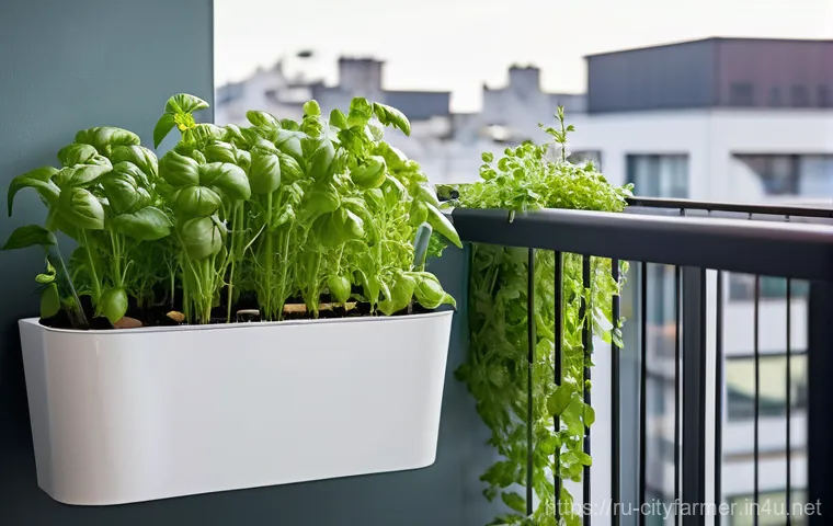 도시농업 커뮤니티와의 협력 - **Prompt:** A cozy and vibrant urban balcony garden, bathed in warm, natural sunlight. A young adult...